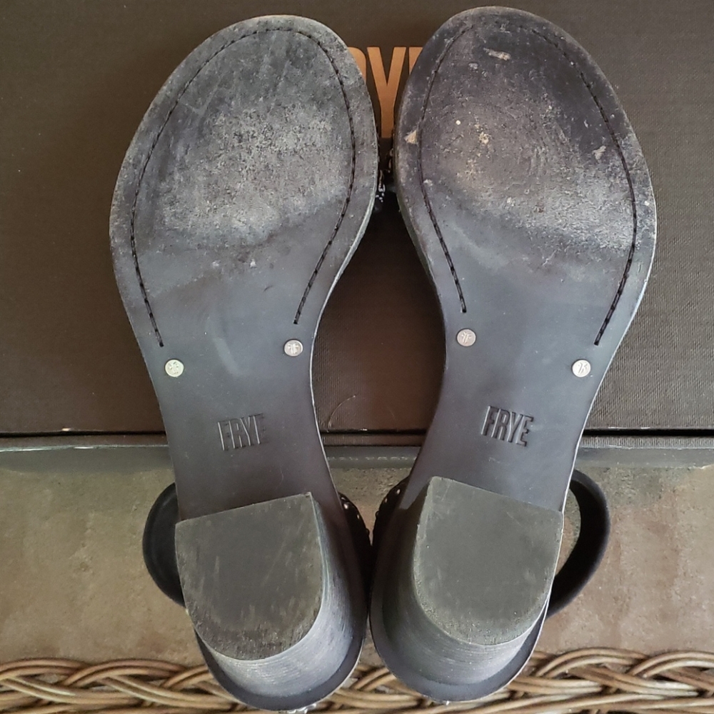 Frye Brielle Deco Studded Back Zip Suede Sandals - Picture 8 of 8